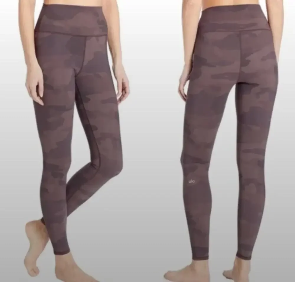 Alo High Waist Vapor Leggings Brown Camo Size XS
